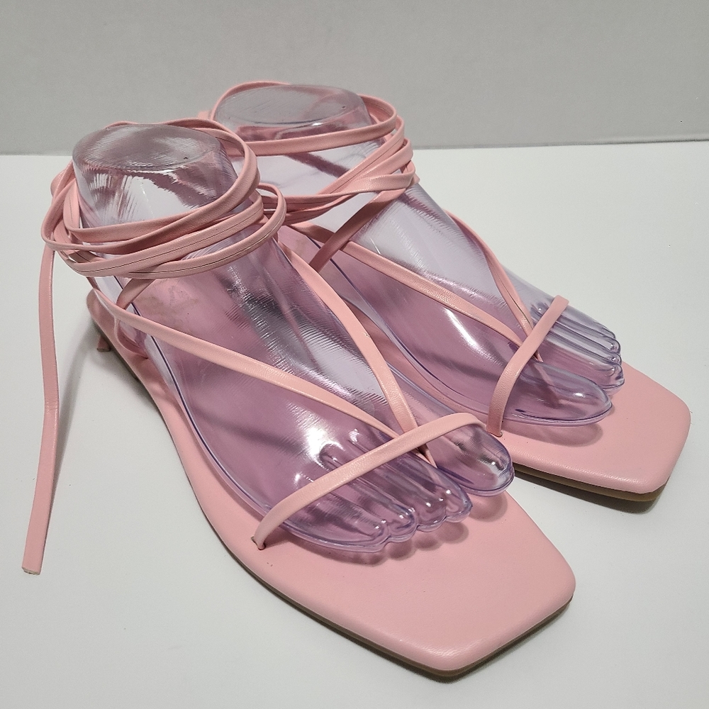 Aisya Light Pink Lace-Up‎ Flat Sandals
